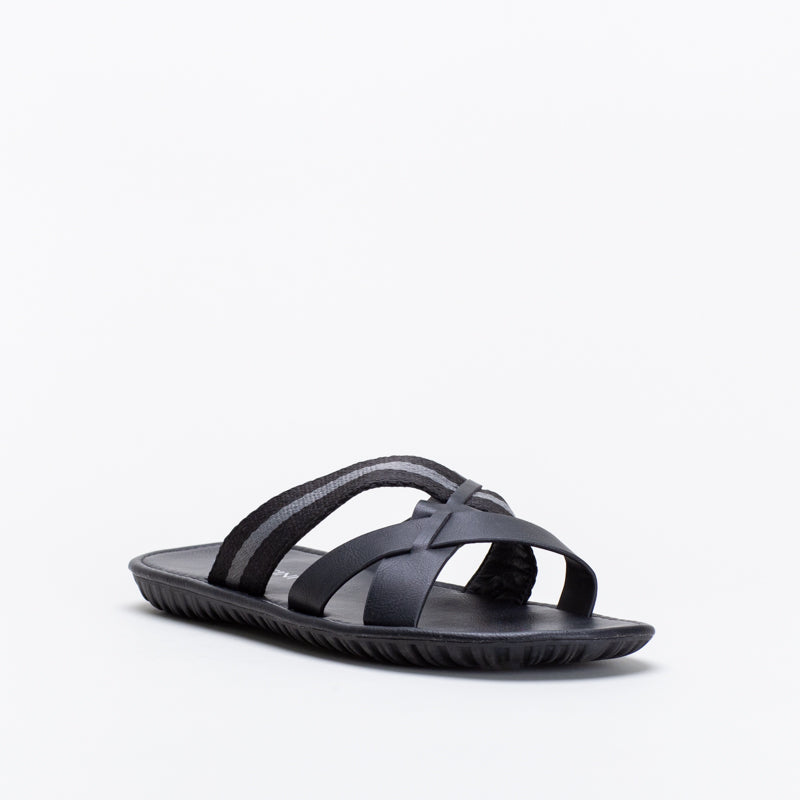 Mule Crossover Sandal With Fabric Insert _ 131331