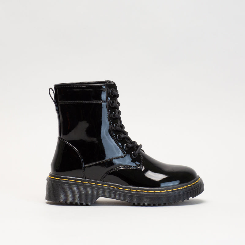 Girls Patent Lace Up Boot Sizes : 3 - 5 _ 136566