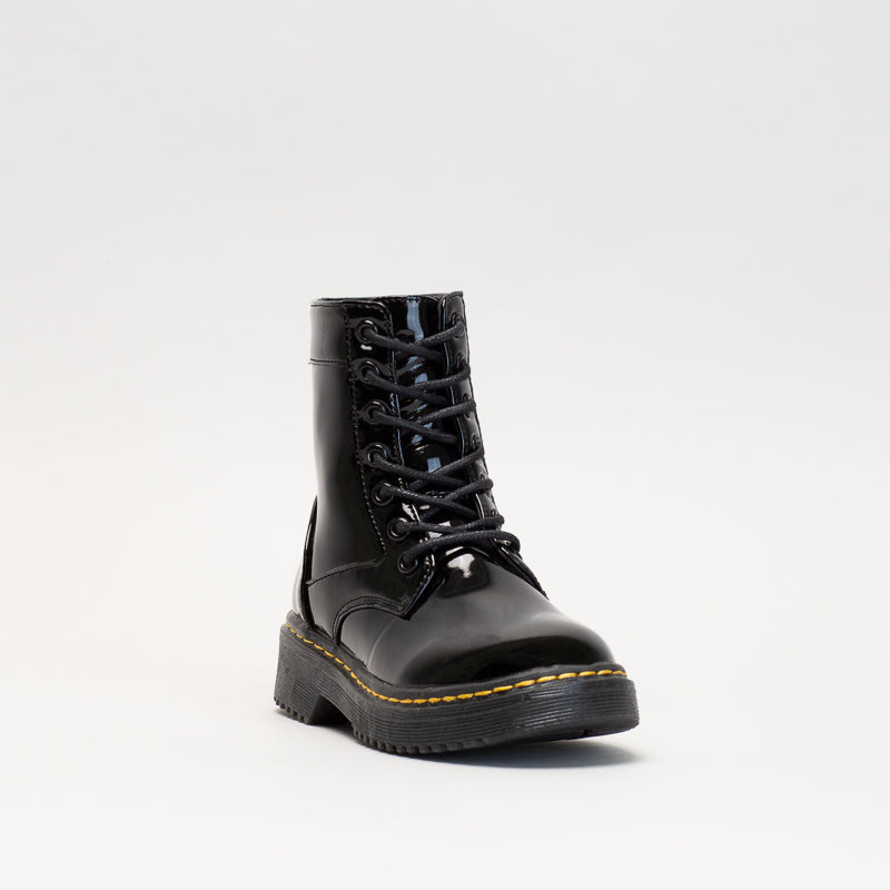 Girls Patent Lace Up Boot Sizes : 10 - 2 _ 136794