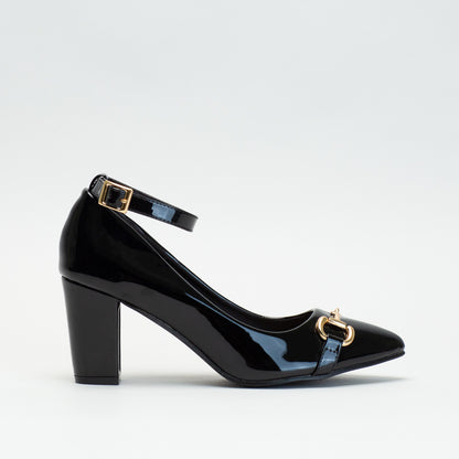 Unreal Women Patent Gold Trim Ankle Strap _ 135700