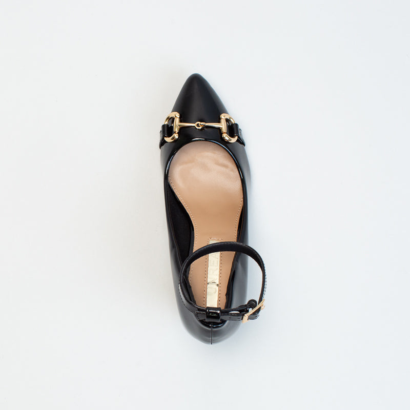 Unreal Women Patent Gold Trim Ankle Strap _ 135700